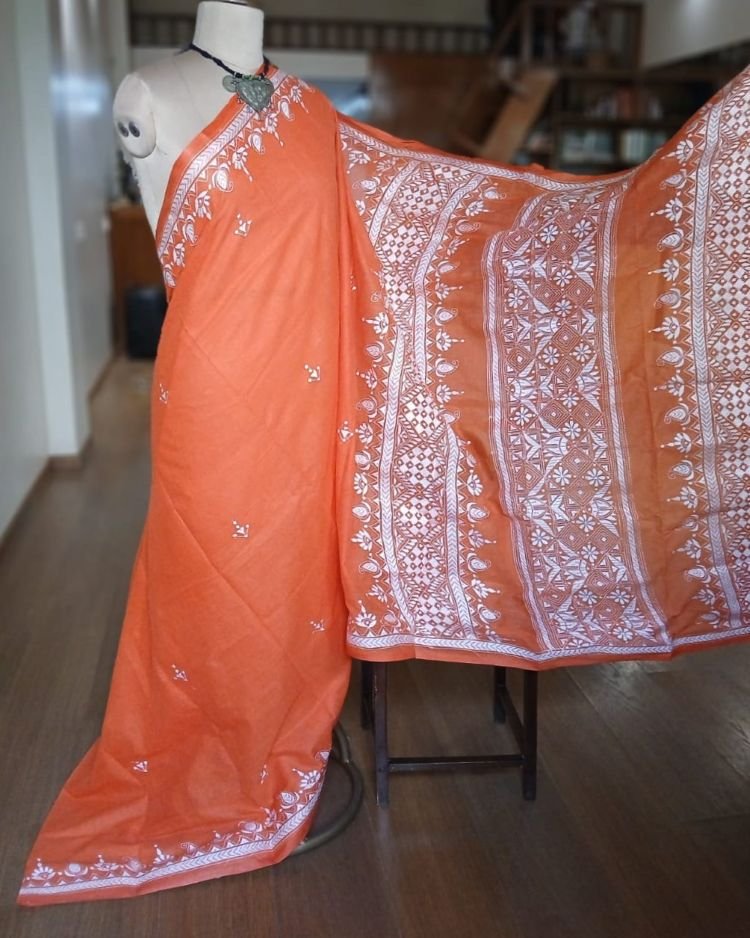 Cotton Kantha Saree from Santiniketan – (KNCS1040) - Image 2