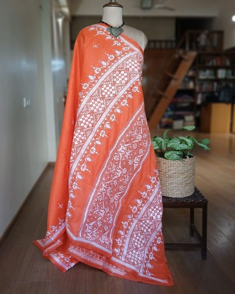 Cotton Kantha Saree from Santiniketan – (KNCS1040) - Image 6