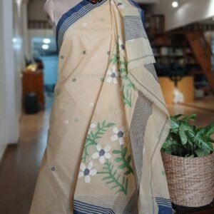 Crisp Cotton Hand Jamdani from Phulia in West Bengal - (CCHJ0006)