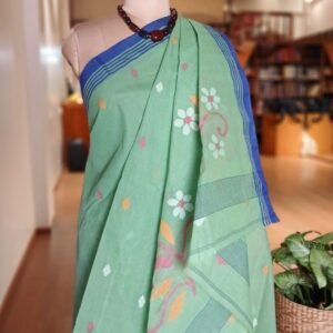 Crisp Cotton Hand Jamdani from Phulia in West Bengal - (CCHJ0008)