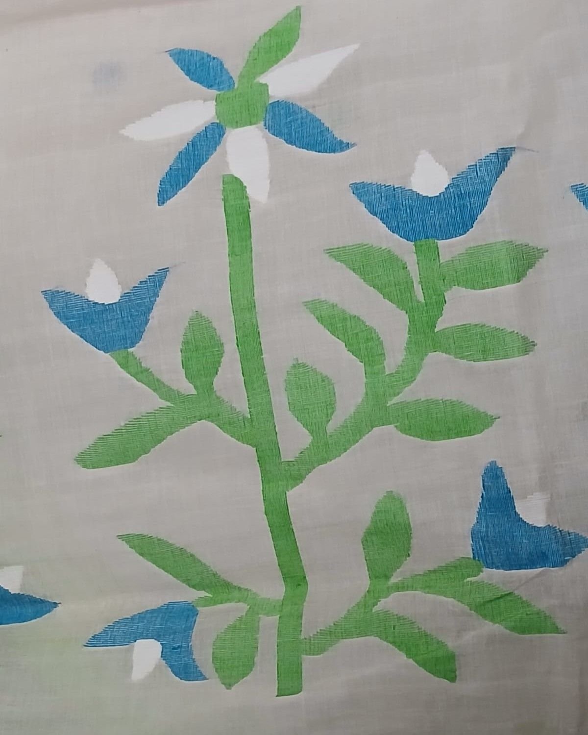 Crisp Cotton Hand Jamdani from Phulia in West Bengal - (CCHJ0009) - Image 9