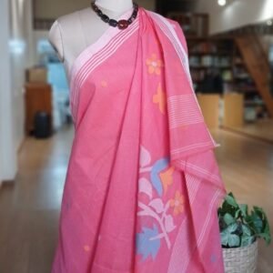 Crisp Cotton Hand Jamdani from Phulia in West Bengal - (CCHJ0010)