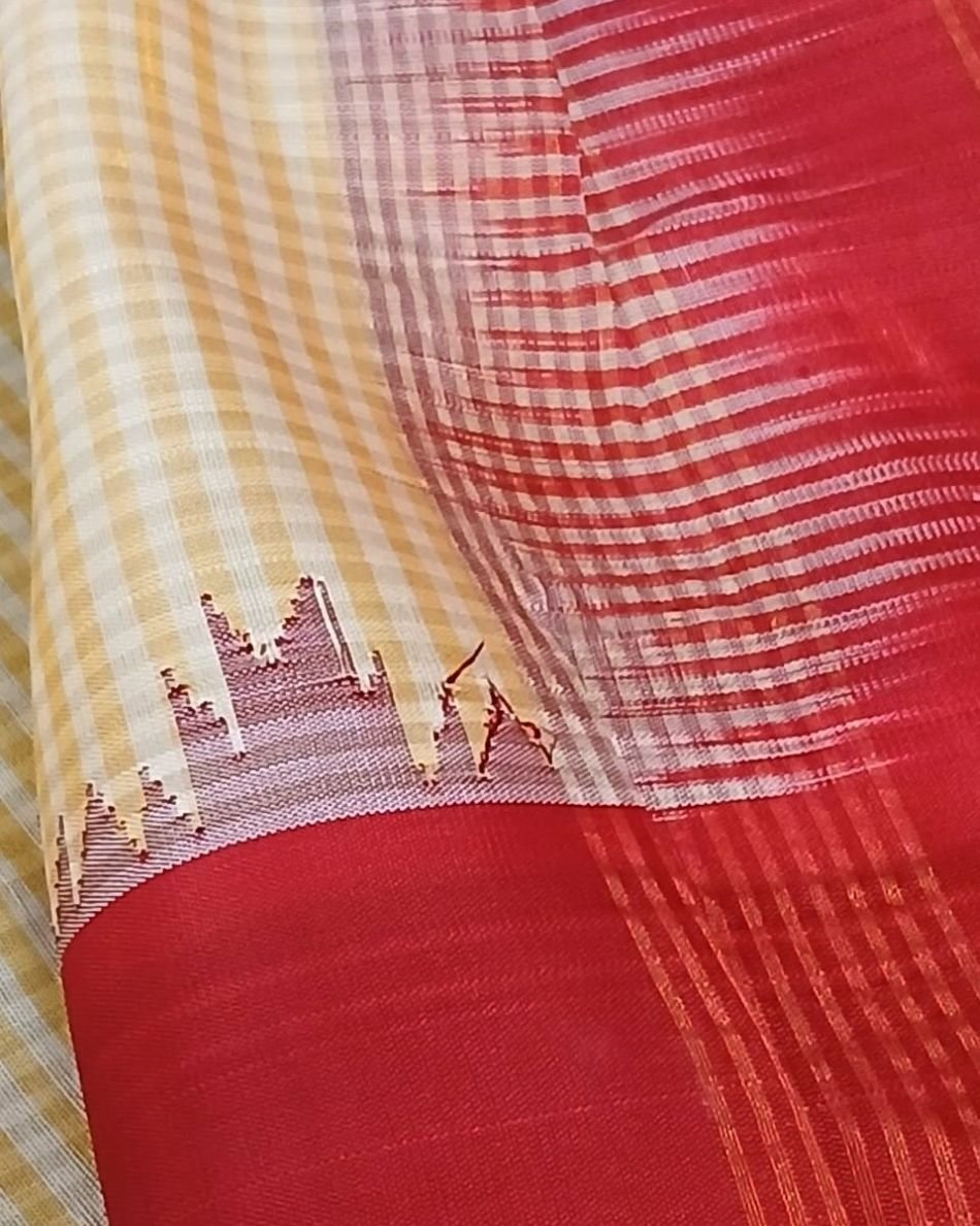 Gadwal Handweave Silk Saree with Kuttu Borders – (GHSS0013) - Image 7