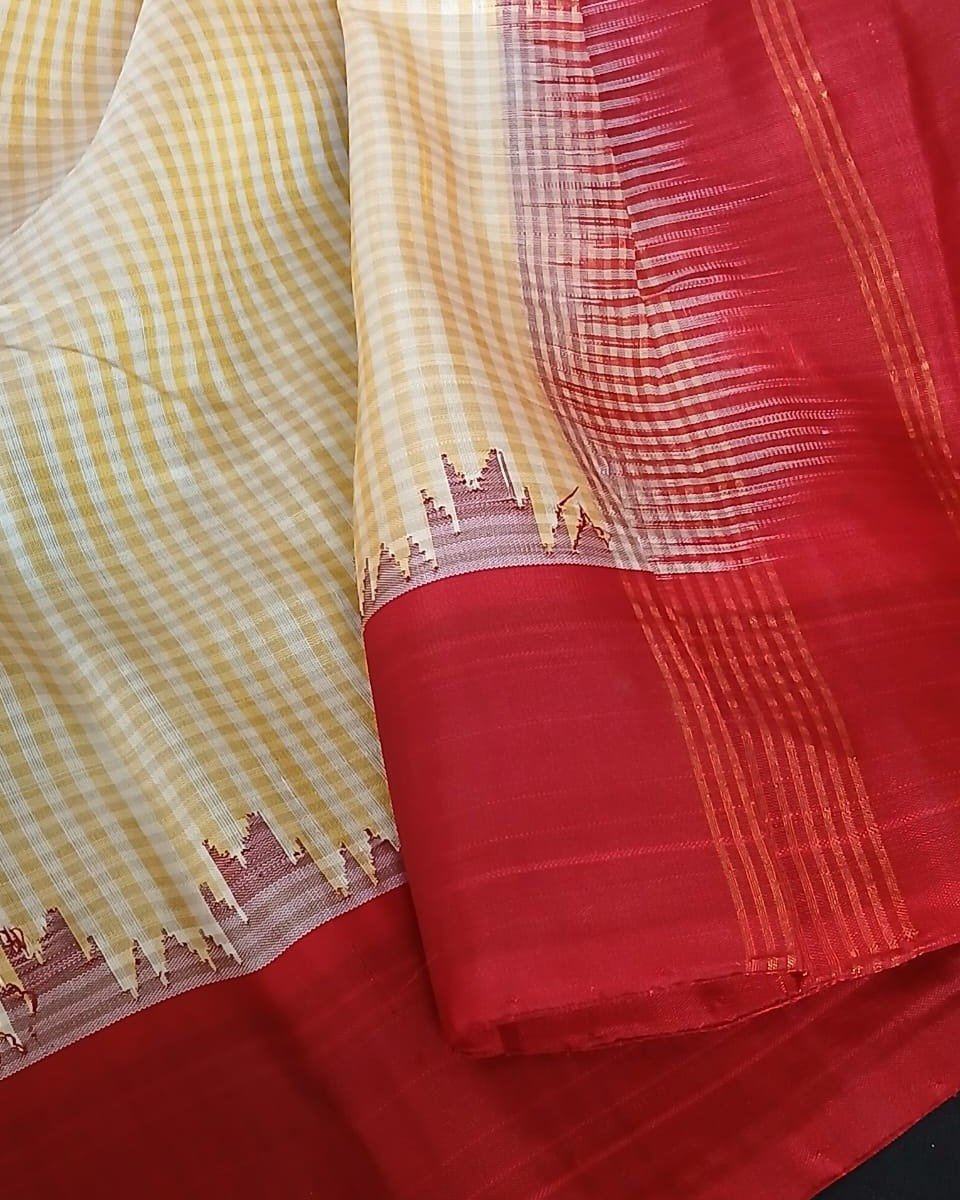 Gadwal Handweave Silk Saree with Kuttu Borders – (GHSS0013) - Image 8