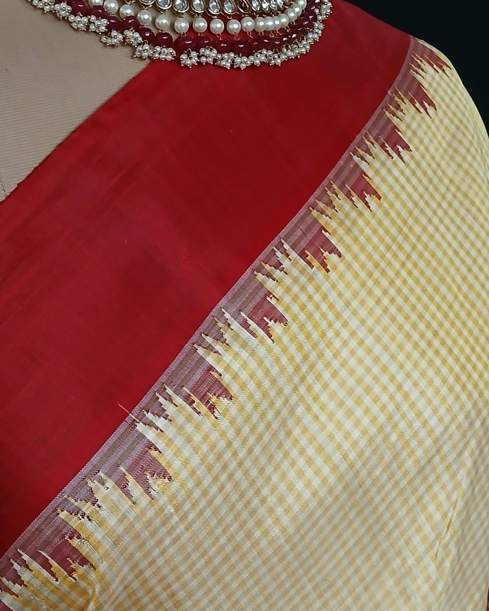 Gadwal Handweave Silk Saree with Kuttu Borders – (GHSS0013) - Image 3