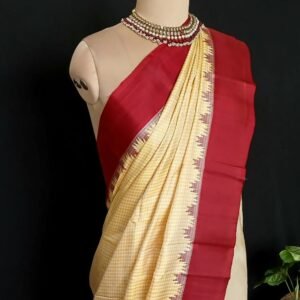 Gadwal Handweave Silk Saree with Kuttu Borders – (GHSS0013)