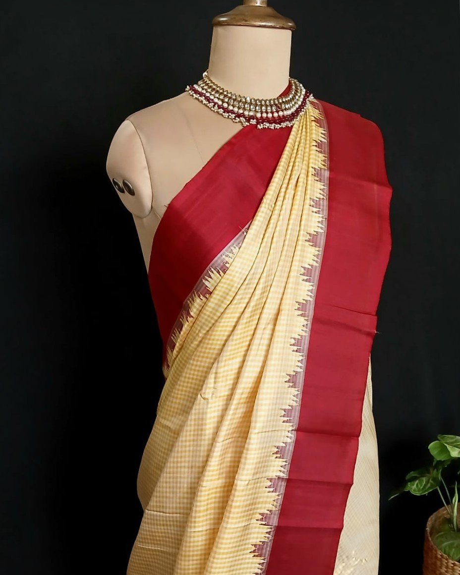 Gadwal Handweave Silk Saree with Kuttu Borders – (GHSS0013)