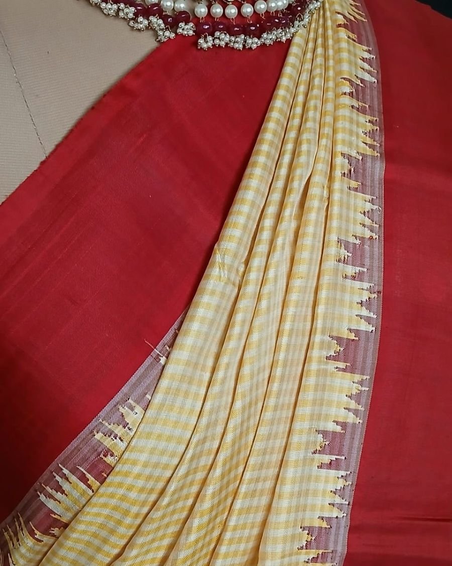 Gadwal Handweave Silk Saree with Kuttu Borders – (GHSS0013) - Image 6
