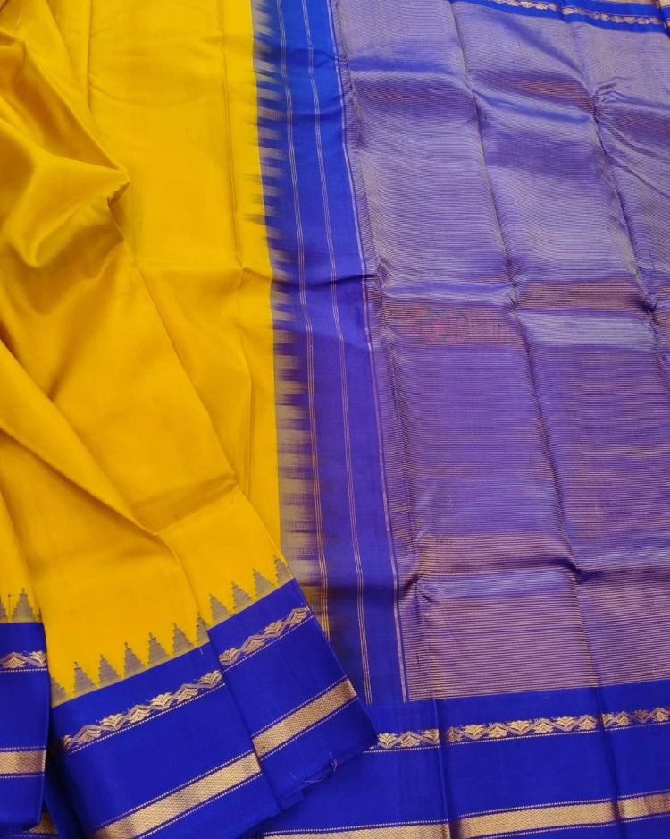 Gadwal Handweave Silk Saree with Kuttu Borders – (GHSS0021)
