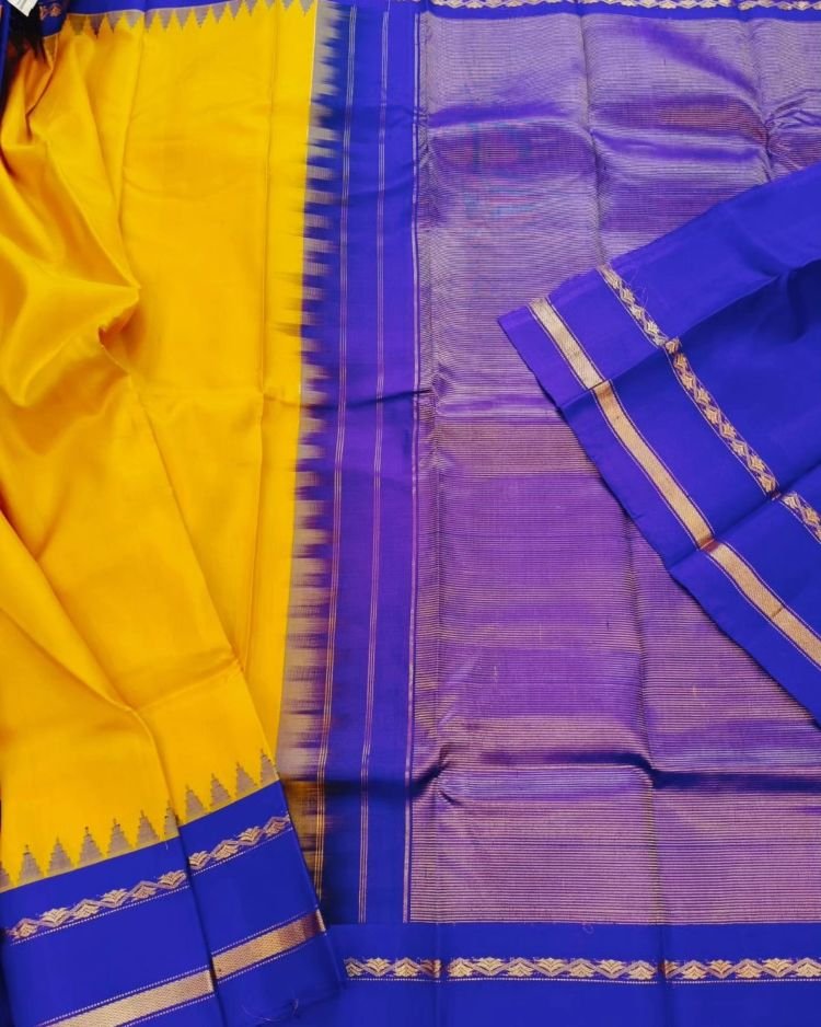 Gadwal Handweave Silk Saree with Kuttu Borders – (GHSS0021) - Image 5