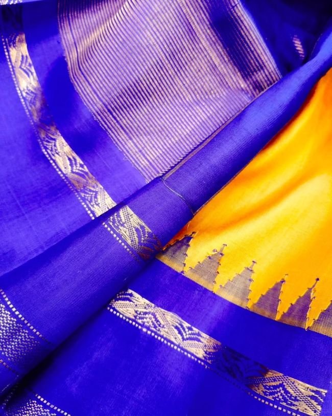 Gadwal Handweave Silk Saree with Kuttu Borders – (GHSS0021) - Image 3