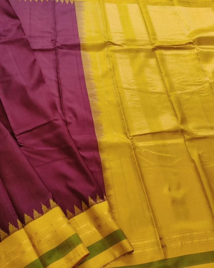 Gadwal Handweave Silk Saree with Kuttu Borders – (GHSS0022)