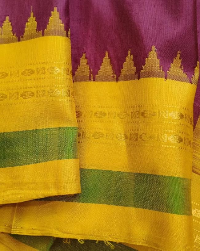 Gadwal Handweave Silk Saree with Kuttu Borders – (GHSS0022) - Image 2