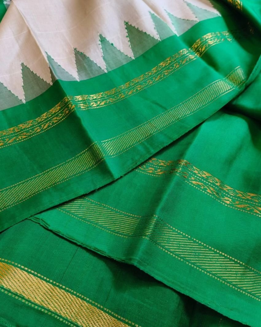 Gadwal Handweave Saree with Kuttu Borders – (GHSS0018) - Image 5