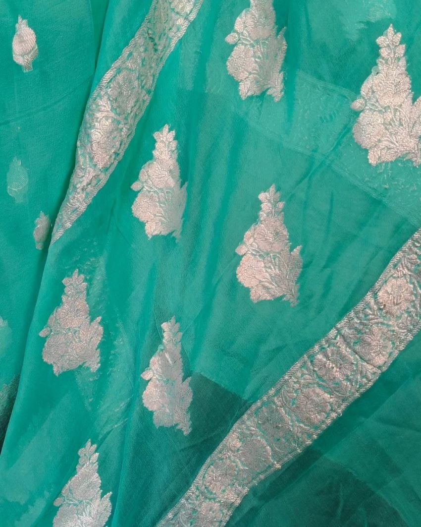 Georgette Pure Silk Handweave from Banaras – (GBHS1009) - Image 6