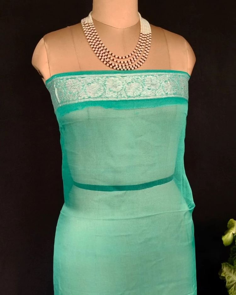 Georgette Pure Silk Handweave from Banaras – (GBHS1009) - Image 7