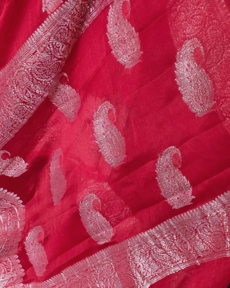 Georgette Pure Silk Handweave from Banaras – (GBHS1010) - Image 7