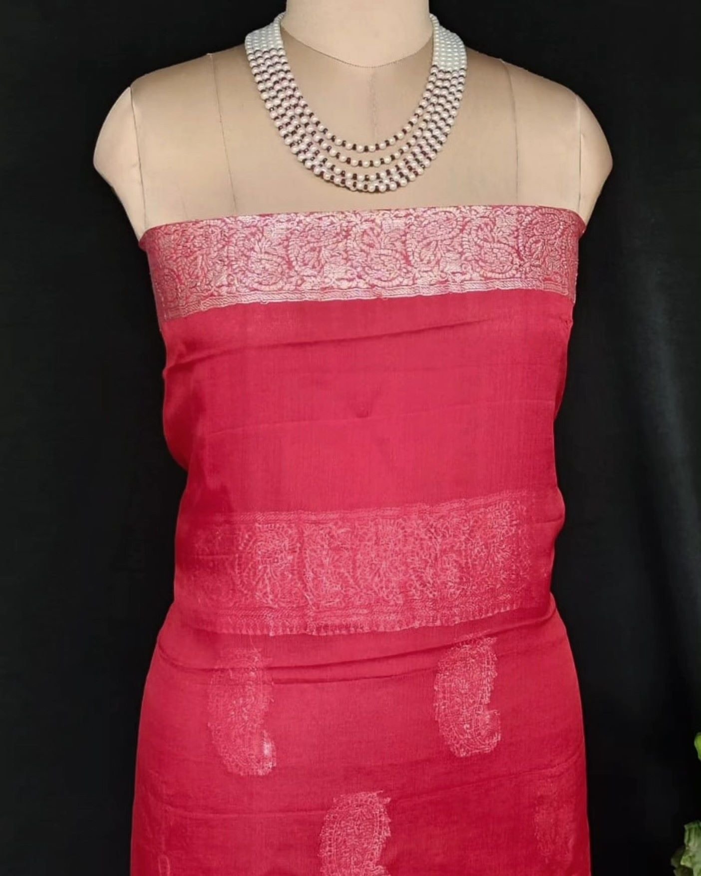 Georgette Pure Silk Handweave from Banaras – (GBHS1010) - Image 8