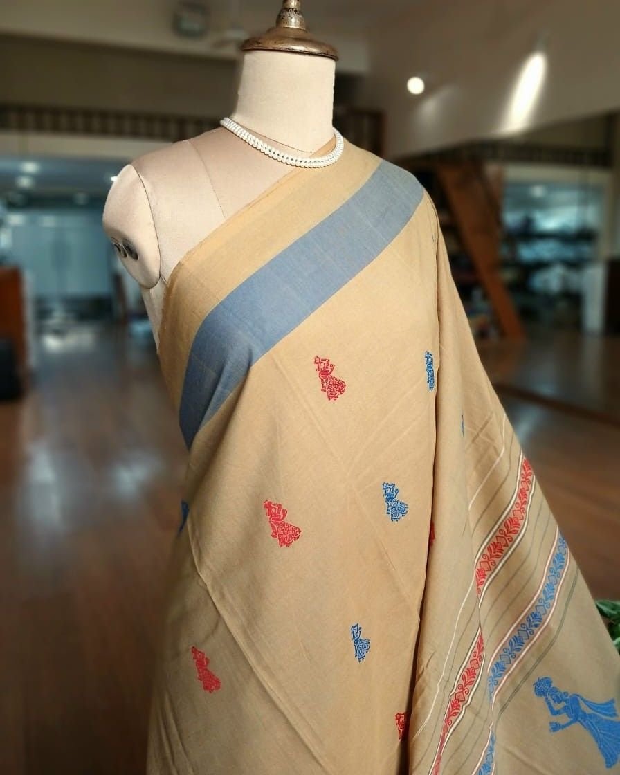 Gollabhama (milkmaid / gopika) handweave saree in cotton – (WGHS1015) - Image 2