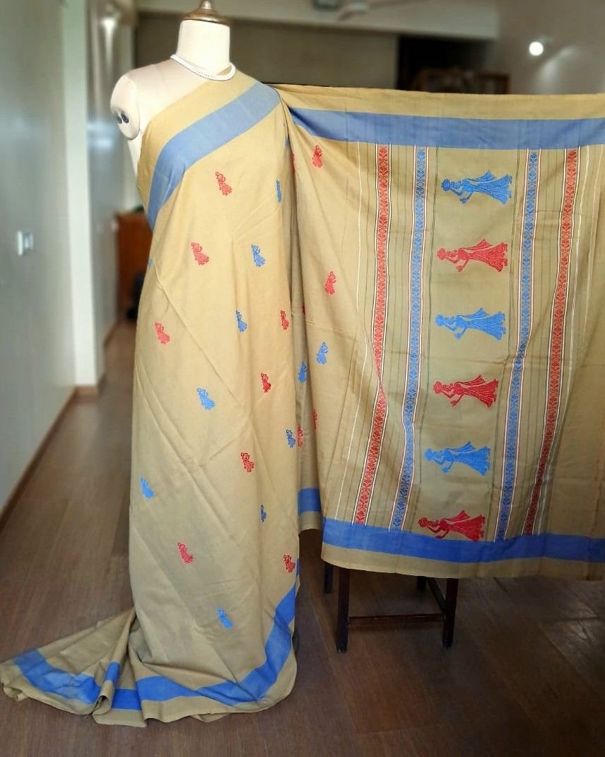 Gollabhama (milkmaid / gopika) handweave saree in cotton – (WGHS1015) - Image 4
