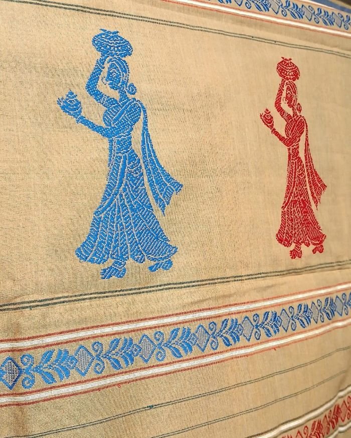 Gollabhama (milkmaid / gopika) handweave saree in cotton – (WGHS1015) - Image 3