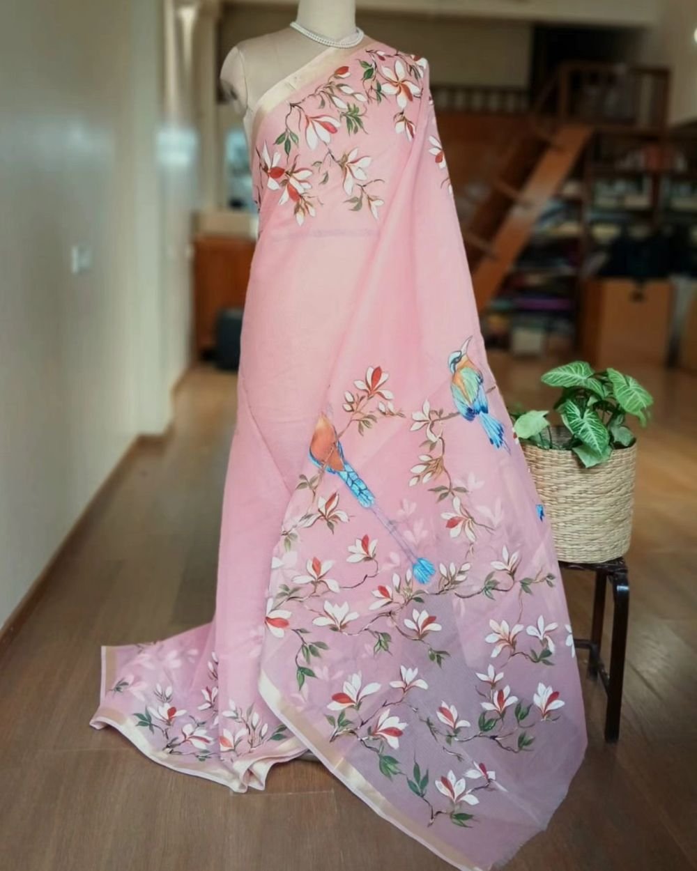 Handpainted Saree on Kota Doria – (HPKD0016)