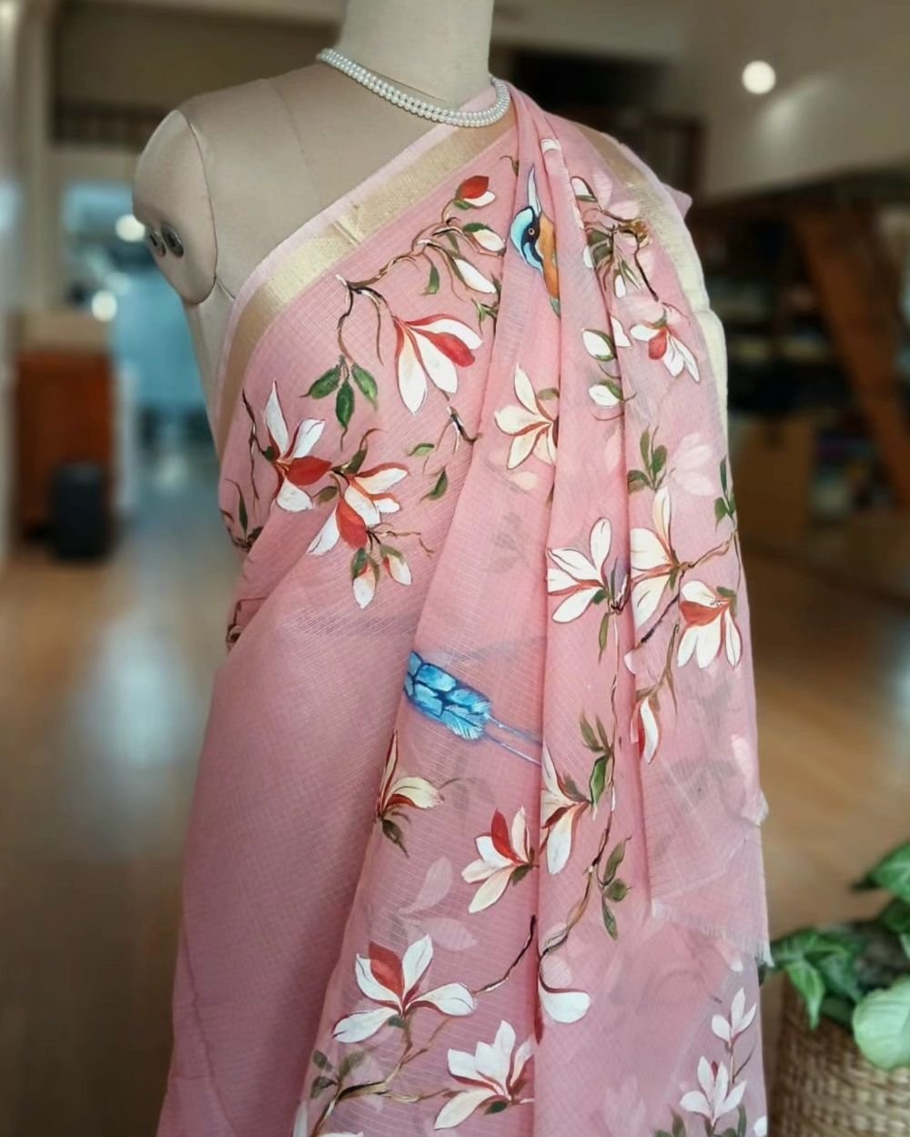 Handpainted Saree on Kota Doria – (HPKD0016) - Image 3