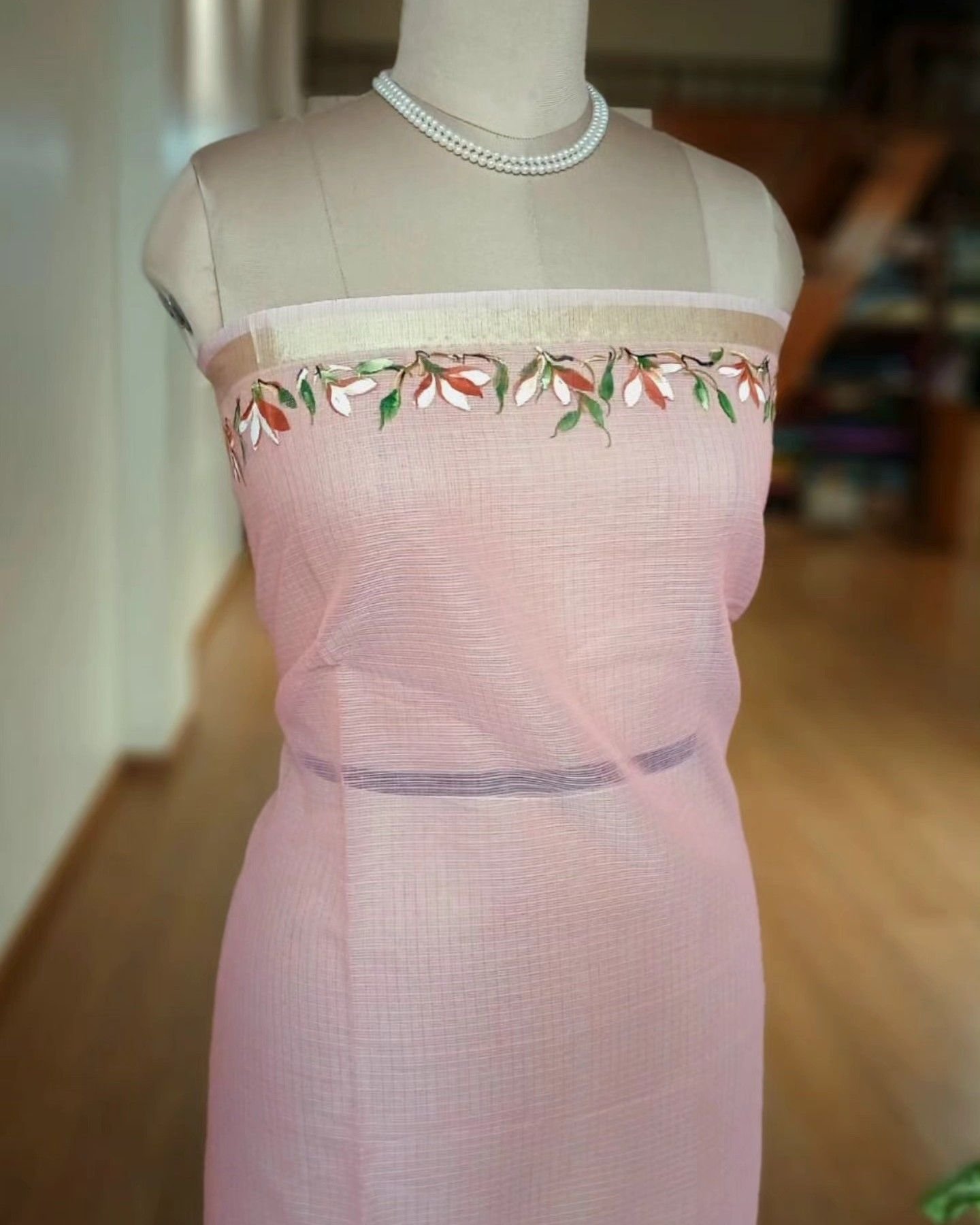 Handpainted Saree on Kota Doria – (HPKD0016) - Image 5