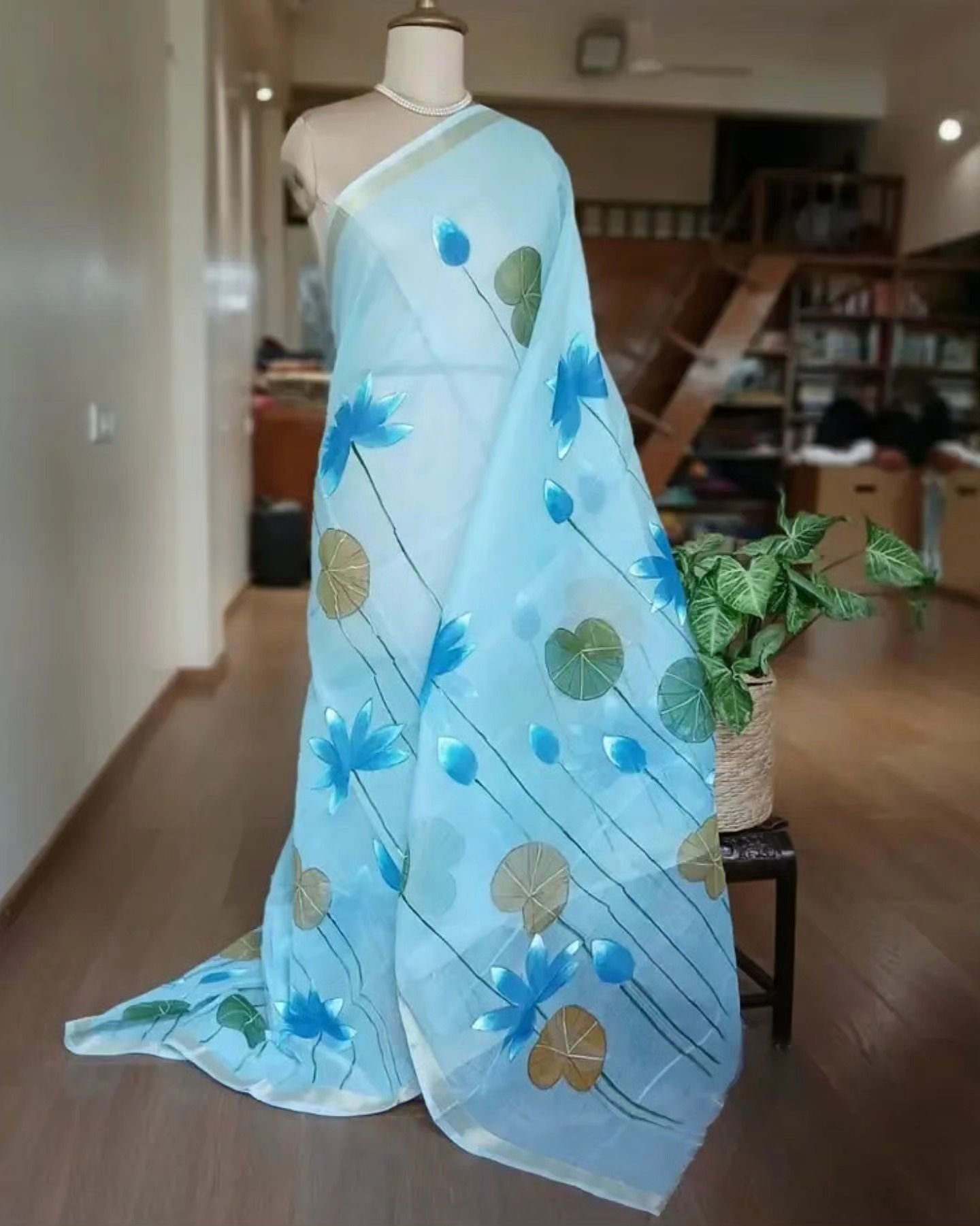 Handpainted Saree on Kota Doria – (HPKD0017)