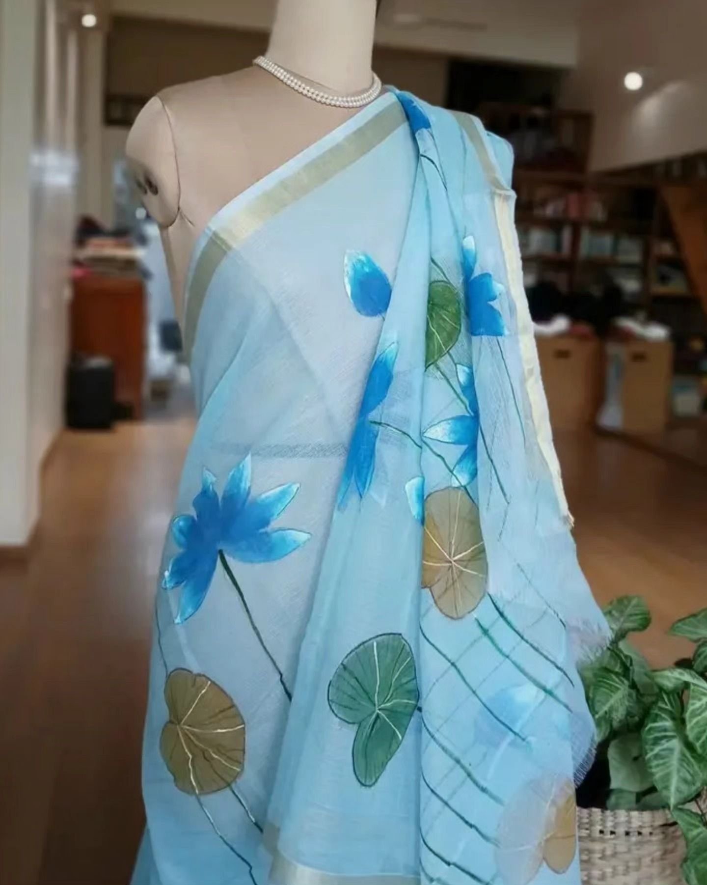 Handpainted Saree on Kota Doria – (HPKD0017) - Image 4