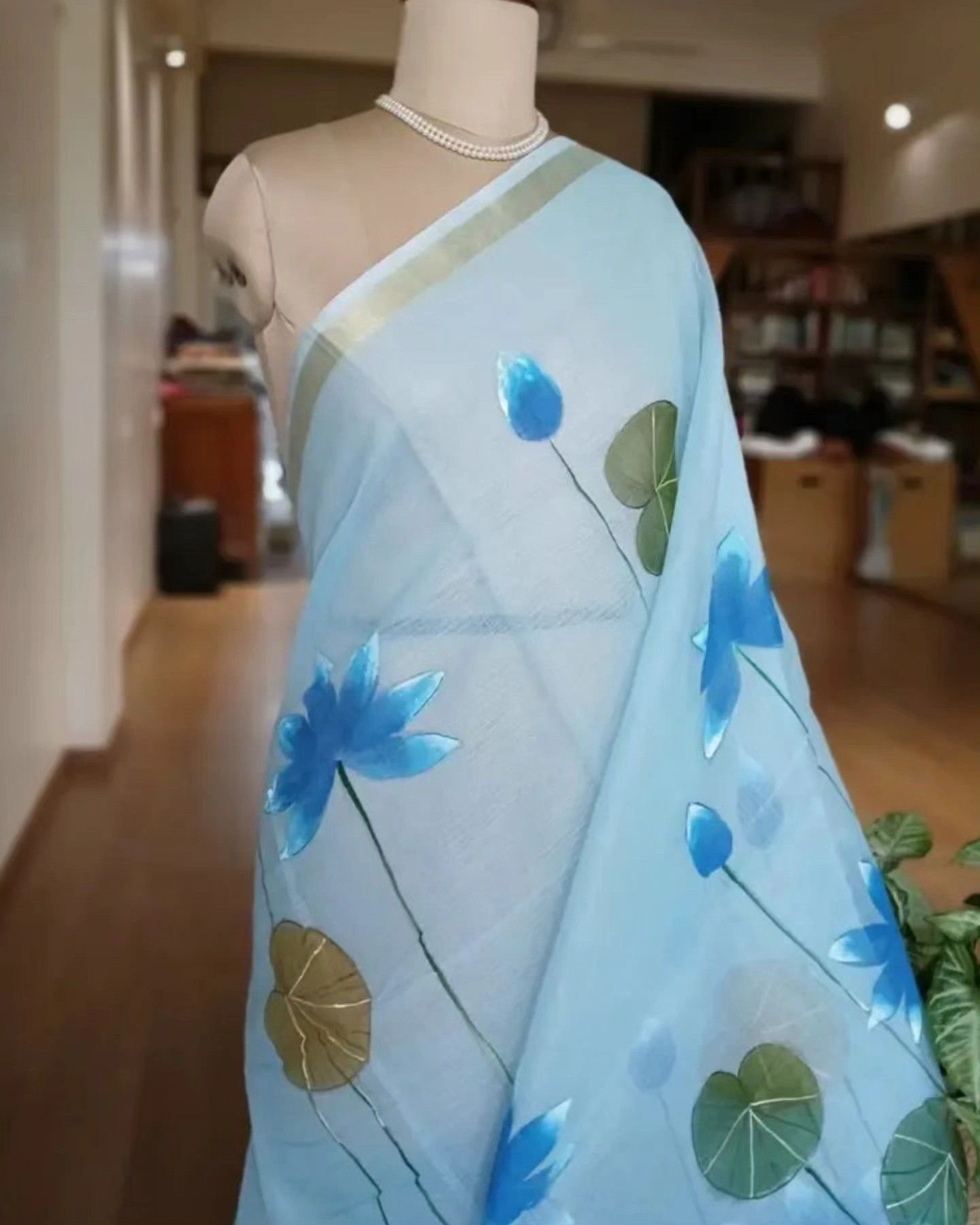 Handpainted Saree on Kota Doria – (HPKD0017) - Image 3