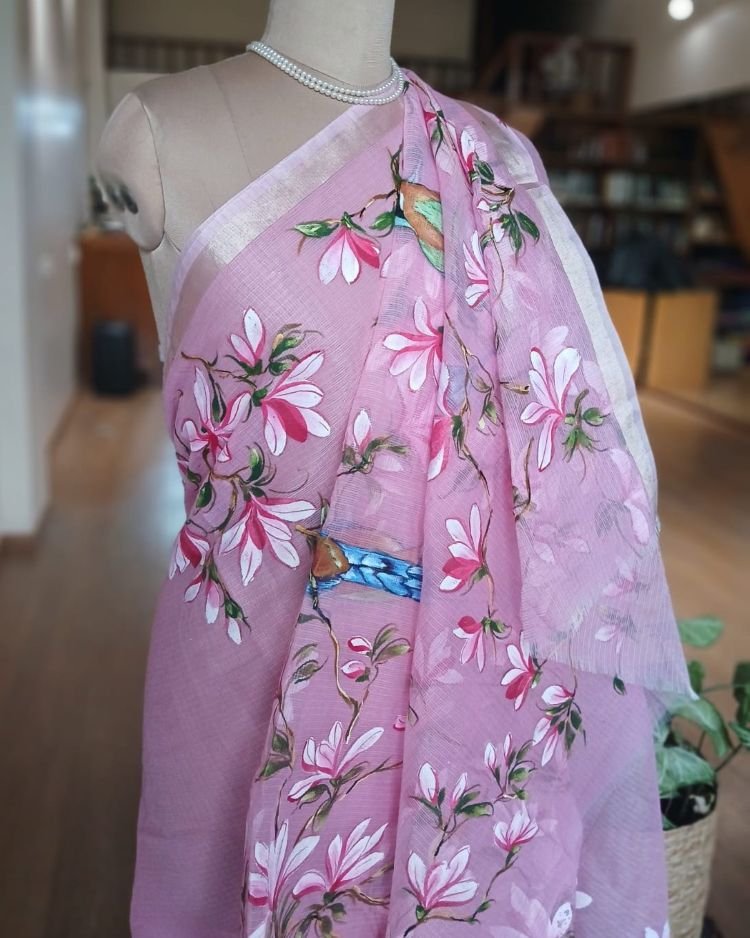 Handpainted Saree on Kota Doria – (HPKD0019) - Image 4