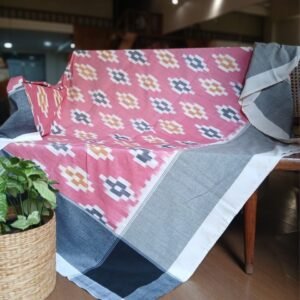 Ikat Cotton Double Bedsheet Set with Pillowcases - (BDST1003)