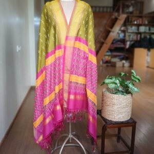 Silk-cotton Ikat Dupatta from Telengana – (SCDT0007)