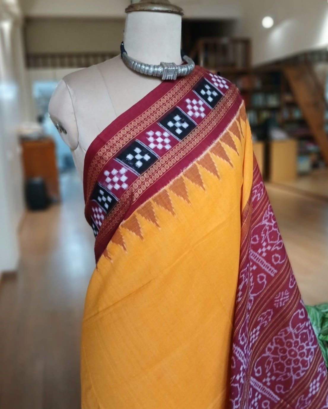 Sambalpuri Double Ikat Pasapalli Border in Cotton - (SDIS0001) - Image 4