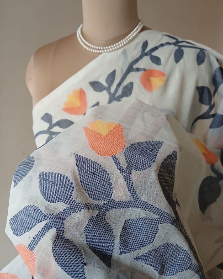 Hand Jamdani from Phulia - (HJFP0001) - Image 5