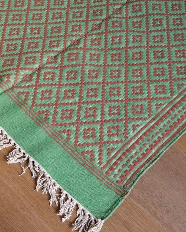 Warangal Cotton Dhurries with Jute Thread Designs – (HDJW0006)