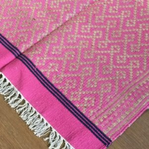 Warangal Cotton Dhurries with Jute Thread Designs – (HDJW0007)