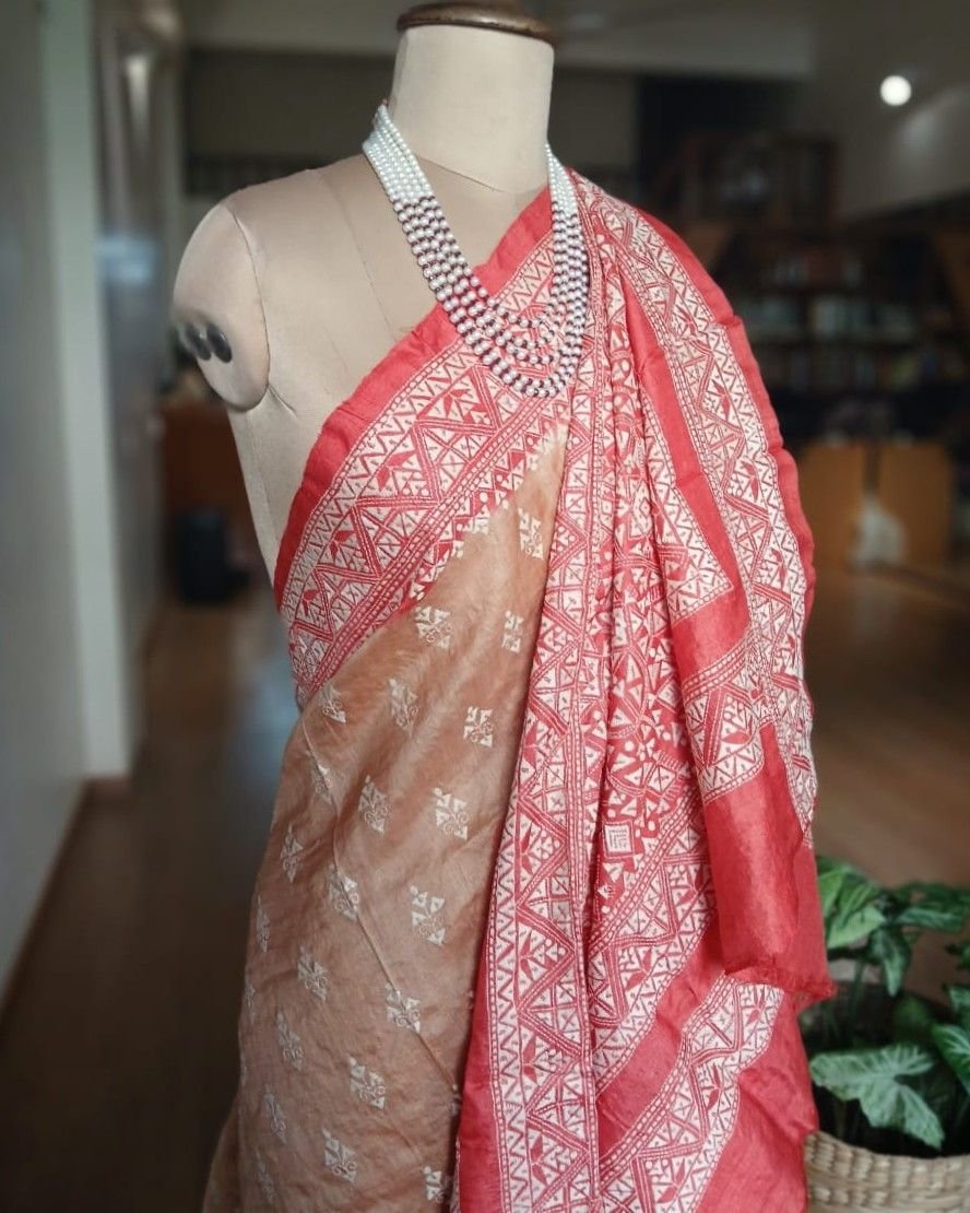 PadmaShree Takdira Begum’s Tussar Silk Kantha Saree – (SKTS1019) - Image 6