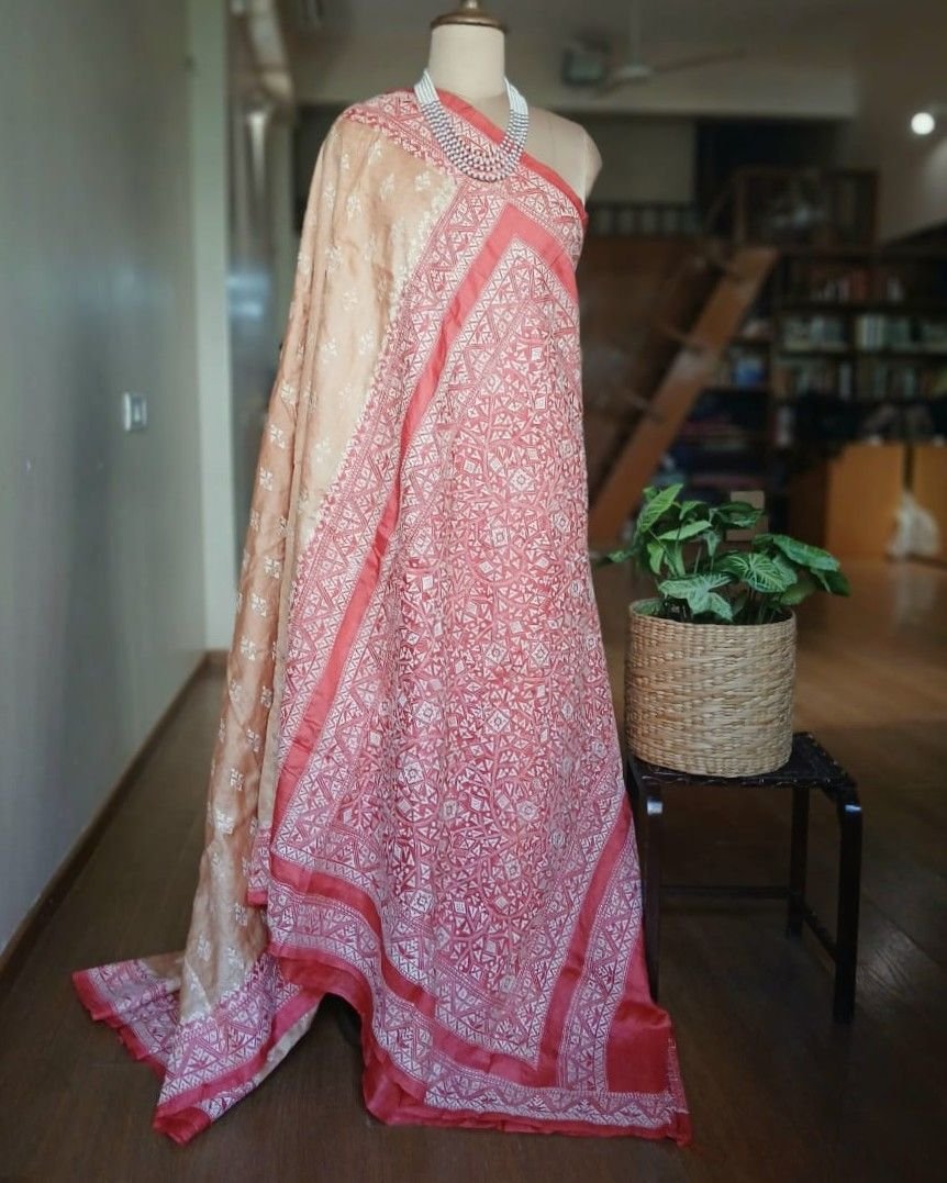 PadmaShree Takdira Begum’s Tussar Silk Kantha Saree – (SKTS1019) - Image 7