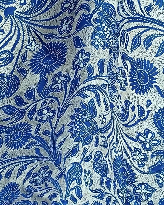 Santiniketan Kantha Saree in pure Bisnupuri Silk – (SNBK1039) - Image 6