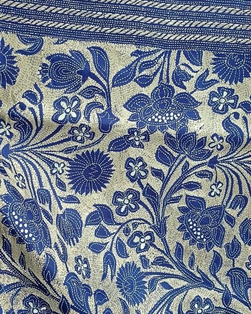 Santiniketan Kantha Saree in pure Bisnupuri Silk – (SNBK1039) - Image 9