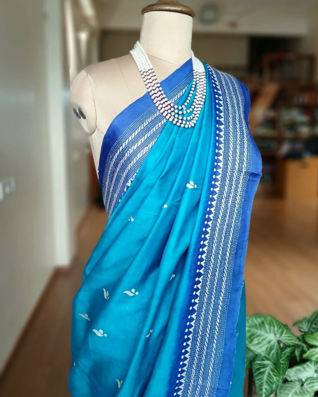 Santiniketan Kantha Saree in pure Bisnupuri Silk – (SNBK1039) - Image 8