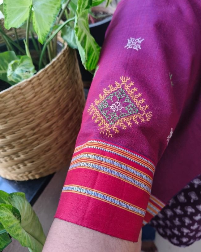 Kasuti Hand-Embroidery Blouse Piece – (KHBP0046) - Image 3