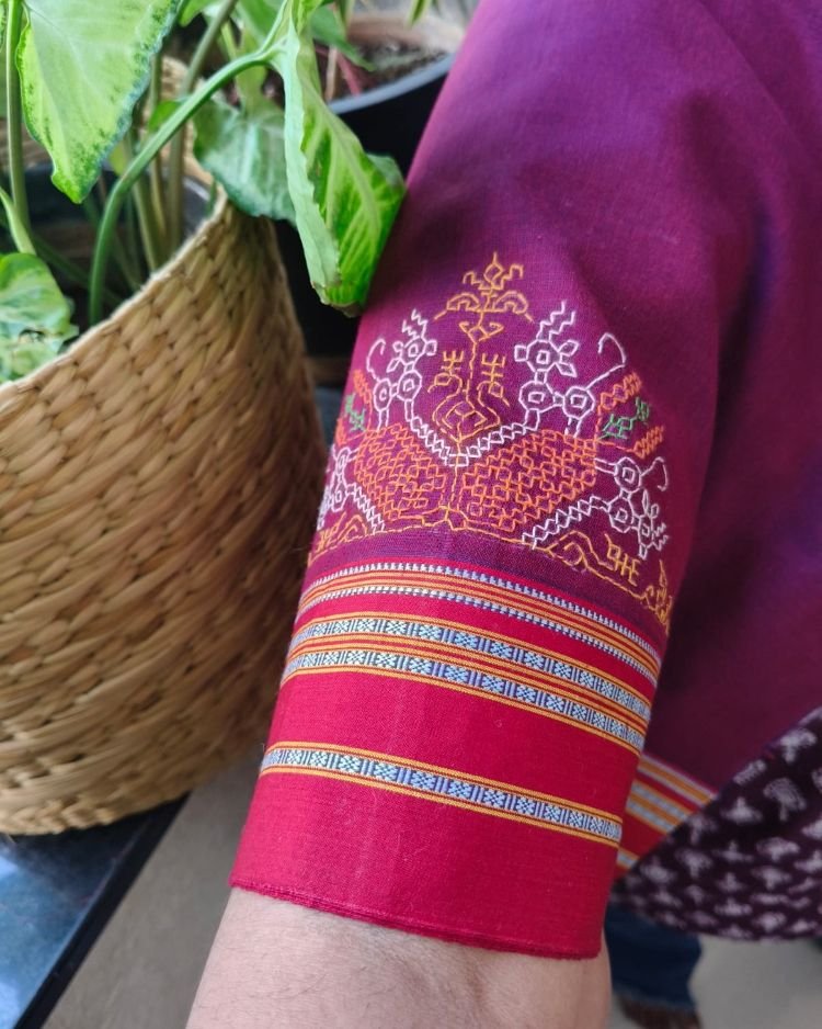 Kasuti Hand-Embroidery Blouse Piece – (KHBP0048) - Image 3