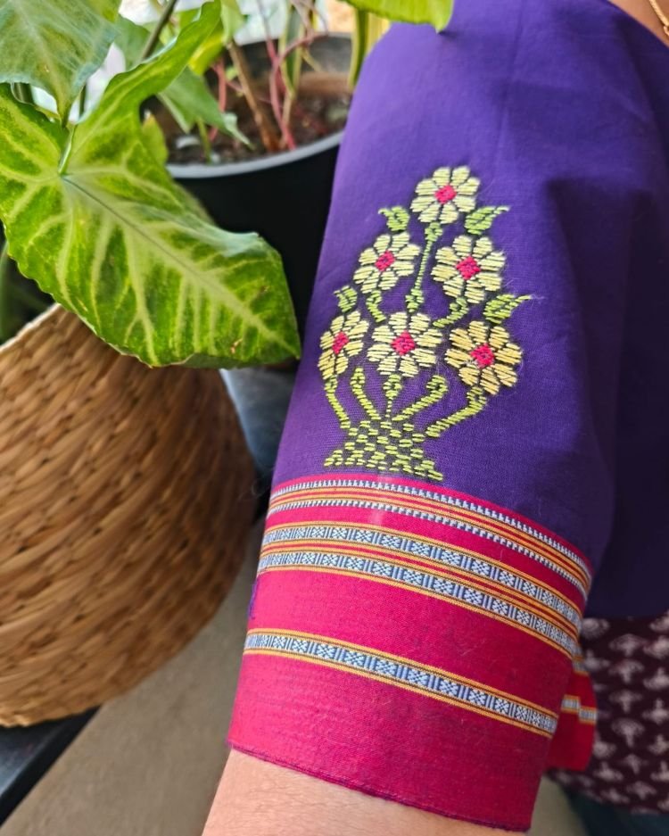 Kasuti Hand-Embroidery Blouse Piece – (KHBP0049) - Image 2