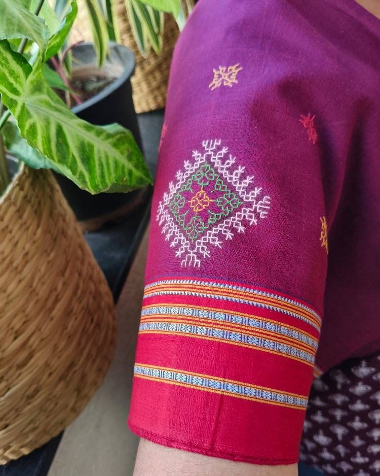 Kasuti Hand-Embroidery Blouse Piece – (KHBP0050) - Image 3