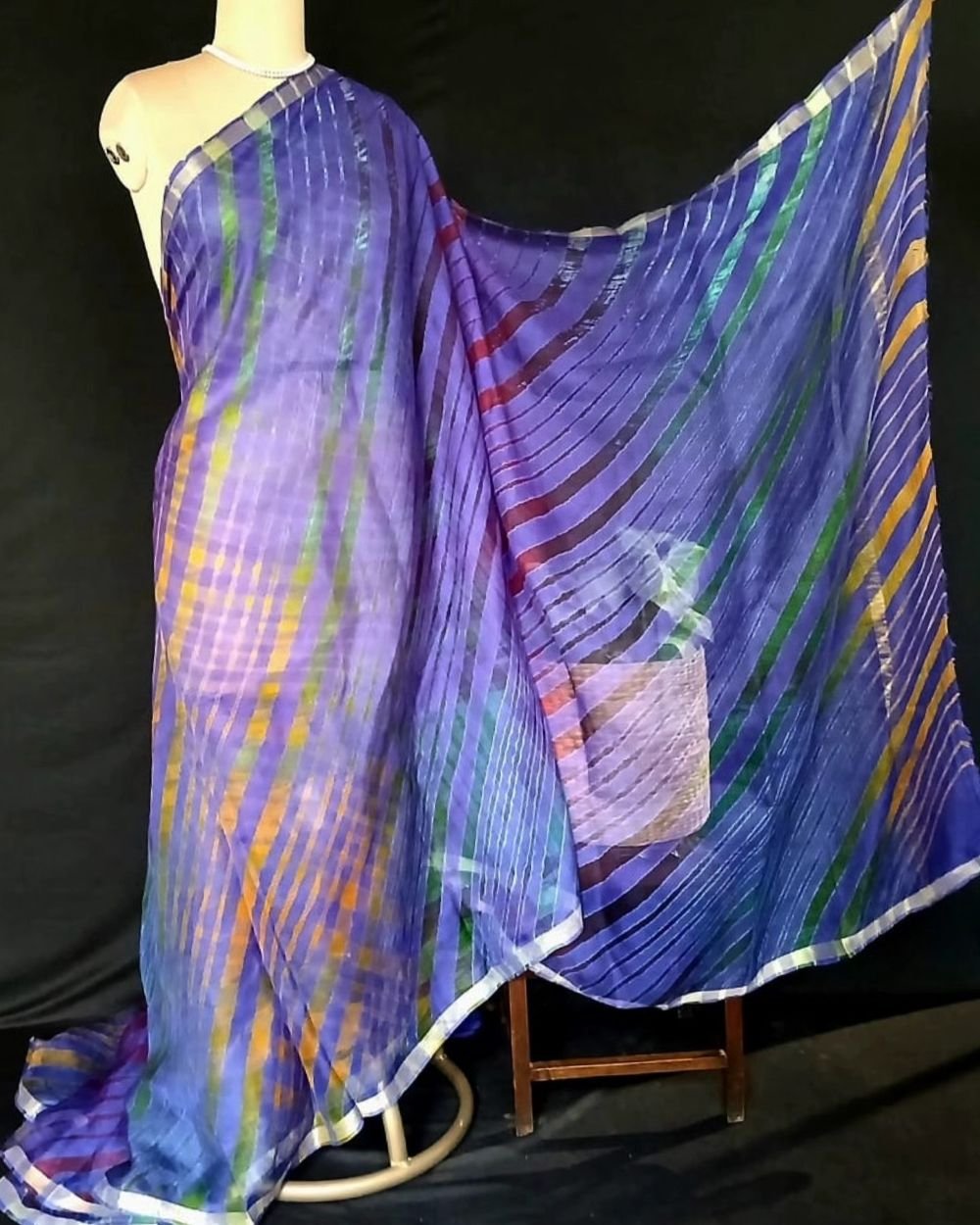 Hand tie-dye Leheriya on Kota Silk (HTKS0019) - Image 4