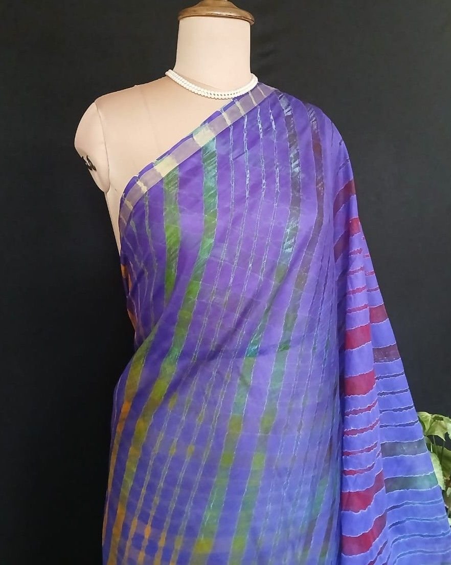 Hand tie-dye Leheriya on Kota Silk (HTKS0044) - Image 4