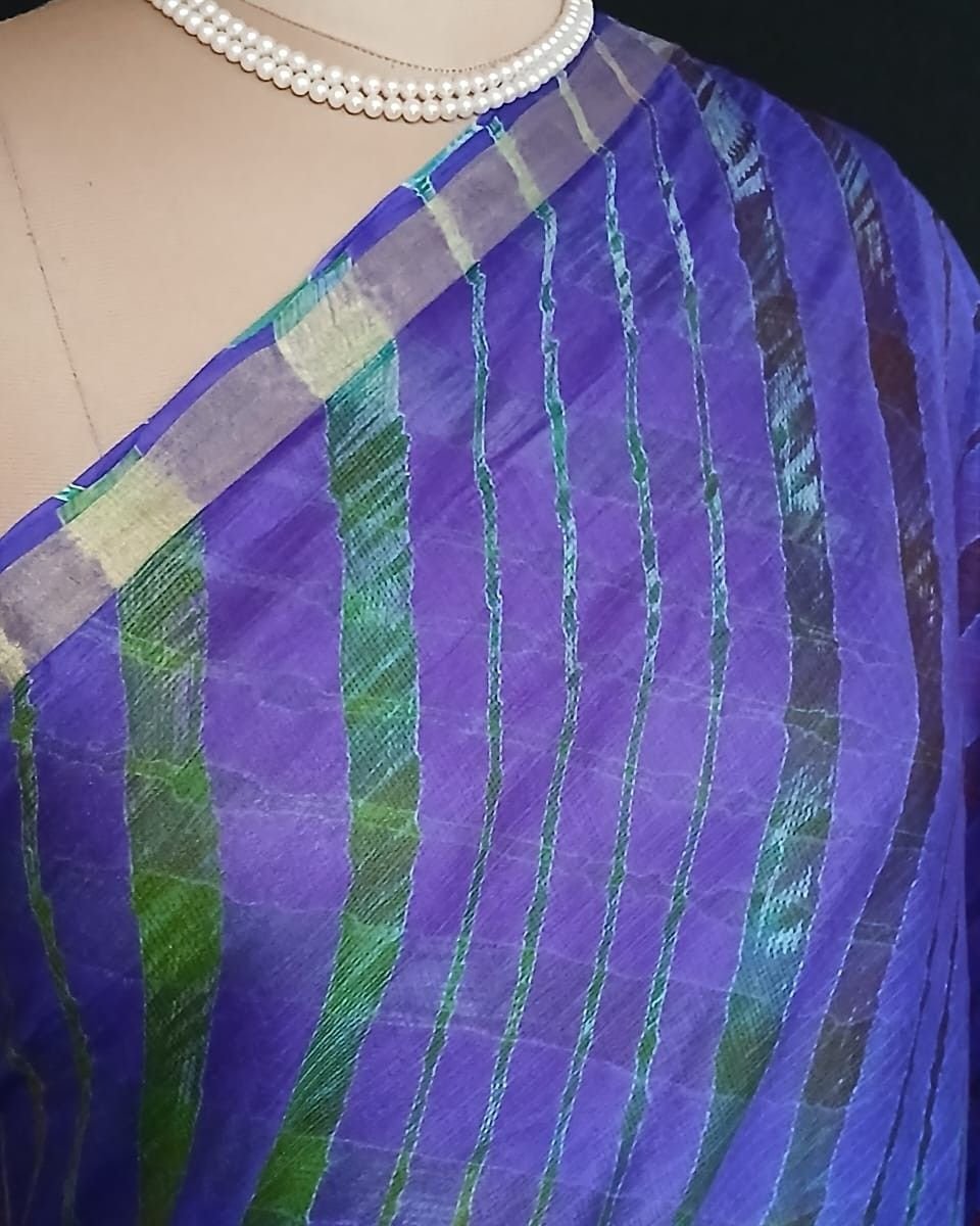 Hand tie-dye Leheriya on Kota Silk (HTKS0044) - Image 5